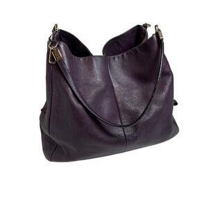 Coach Madison Phoebe Purple Pebbled Leather 3 Compartment Silver Hardware